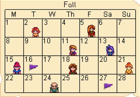 Calendar - Stardew Valley Wiki