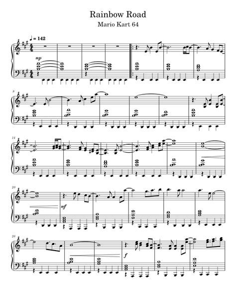 Rainbow Road - Mario Kart 64 (Piano) Sheet music for Piano (Solo) | Musescore.com