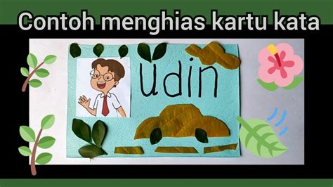 Contoh membuat menghias kartu kata dengan daun yang simple - YouTube