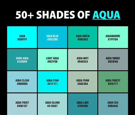 50+ Shades of Aqua Color (Names, HEX, RGB, & CMYK Codes) – CreativeBooster