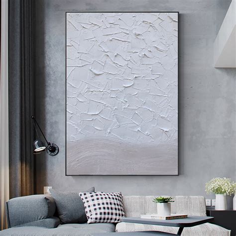 Large Abstract Textured Wall Art White Abstract Painting | Etsy