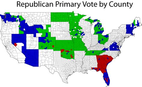 Republican Primary Vote by County - Democratic Underground