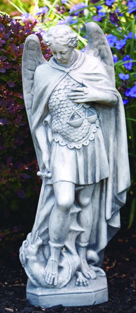 Saint Michael Garden Statue with Scales of Justice