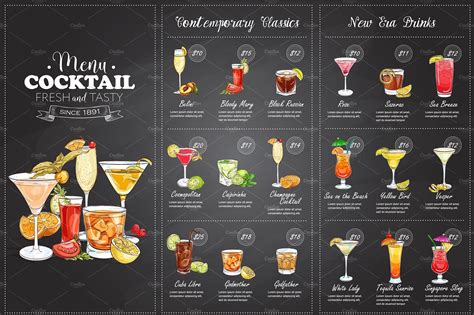 Drawing horisontal cocktail menu | Illustrator Graphics ~ Creative Market