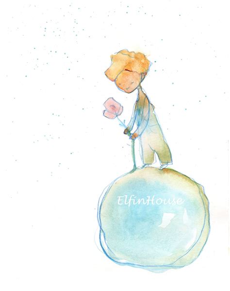 The Little Prince Rose Art Print Watercolor Poster Le Petit | Etsy