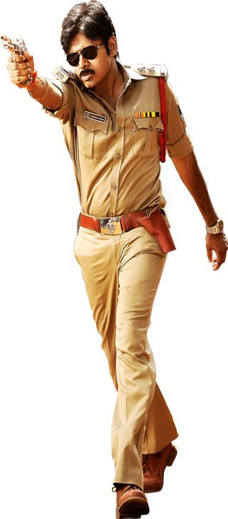 Pawan Kalyan in Gabbar Singh in the dress of polic inspector and shooting