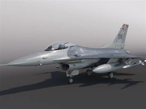 General Dynamics F-16 Fighting Falcon rigged 3D model