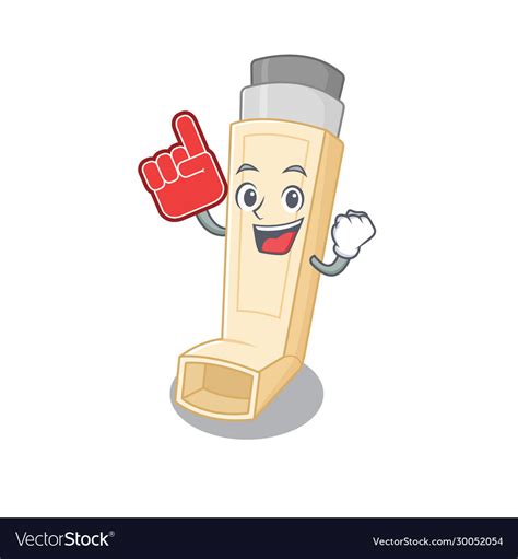 Asthma inhaler mascot cartoon style holding Vector Image