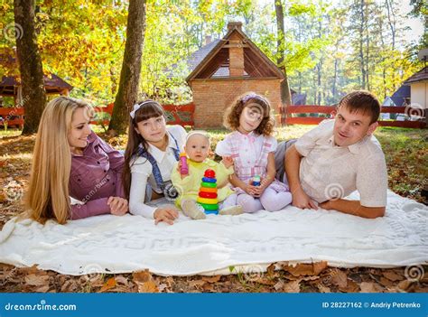 Smiling Family with Children Outdoors Stock Photo - Image of child ...