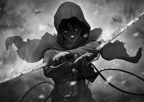 Levi Ackerman Monochrome Wallpaper, HD Anime 4K Wallpapers, Images and ...