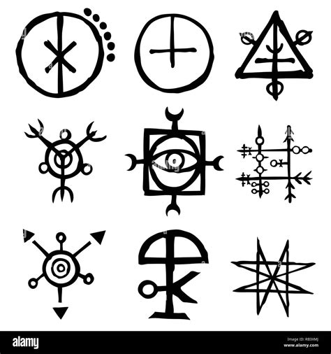 Set of Old Norse Scandinavian runes imaginary version. Runic alphabet symbols, futhark. Inspired ...