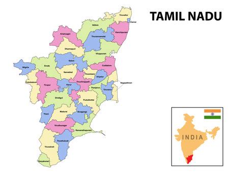 Ilustración del Tamil nadu map. District ways - ID:168900299 - Imagen libre de regalías - Stocklib