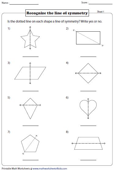 Geometry Lines Of Symmetry Worksheets