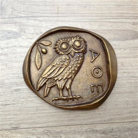 Bronze Paperweight Greek OwlGoddess Athena Symbol by GreekMythos