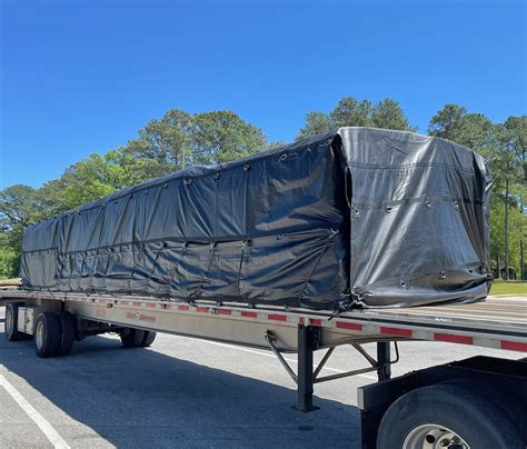 Lightweight Lumber Tarp 24' x 27' - 8' Drop Flatbed Tarp Ripstop (87 lb) BLACK | Carolina Tarps