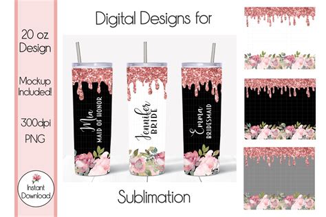 Embellishments Clip Art & Image Files Tumbler wrap png 20oz Skinny Tumbler Wraps Template PNG ...