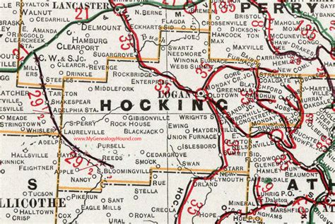 Hocking County, Ohio 1901 Map Logan, OH