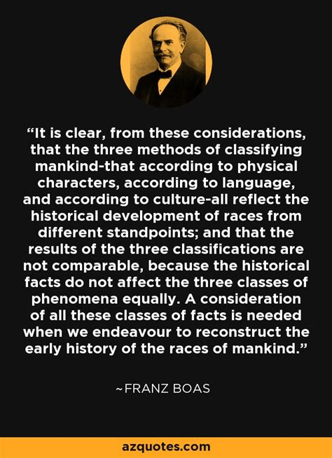 Franz Boas quote: It is clear, from these considerations, that the ...