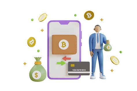 billetera bitcoin con monedas y efectivo aislado sobre fondo púrpura. comercio de bitcoin en el ...