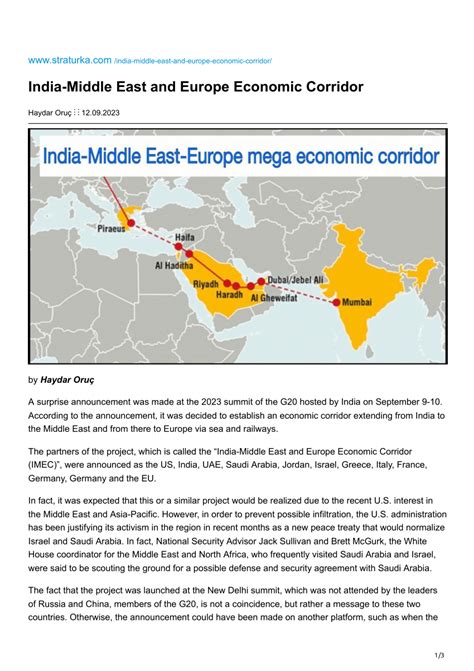 (PDF) India-Middle East and Europe Economic Corridor