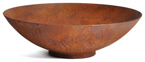 Metallic Series Round Corten Steel Bowl Planter - Traditional - Outdoor Pots And Planters - by ...