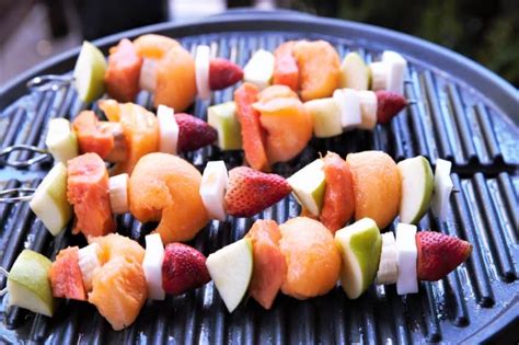 Grilled Fruit Kabobs-light and fresh fruit vegan snack.