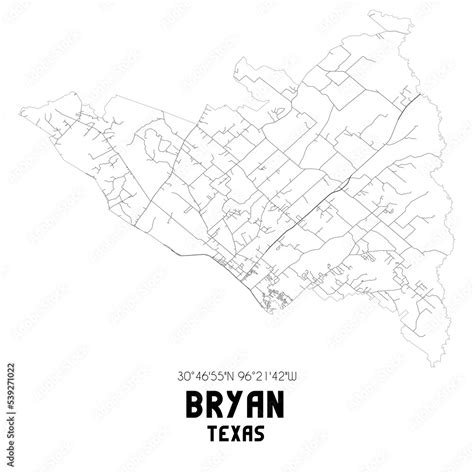 Bryan Texas. US street map with black and white lines. Stock ...