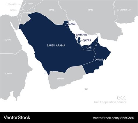 Map gulf cooperation council gccs Royalty Free Vector Image