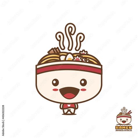 cute ramen mascot character, japanese noodle cartoon illustration Stock Vector | Adobe Stock