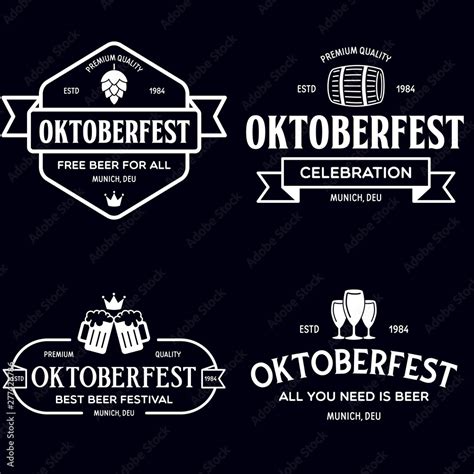 Beer festival Oktoberfest celebrations retro style labels, badges and ...