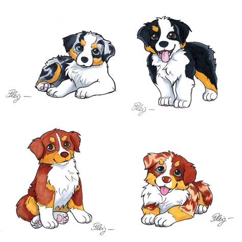 Aussie puppy drawings by SculptedPups on DeviantArt