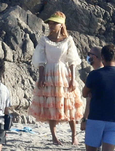 HALLE BAILEY on the Set of The Little Mermaid at a Beach in Sardinia 06 ...