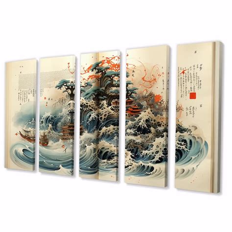 Designart "Asian Art Contemplative Calligraphy" Asian Multipanel Canvas ...