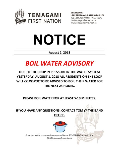 Notice: Boil Water Advisory – August 2, 2018