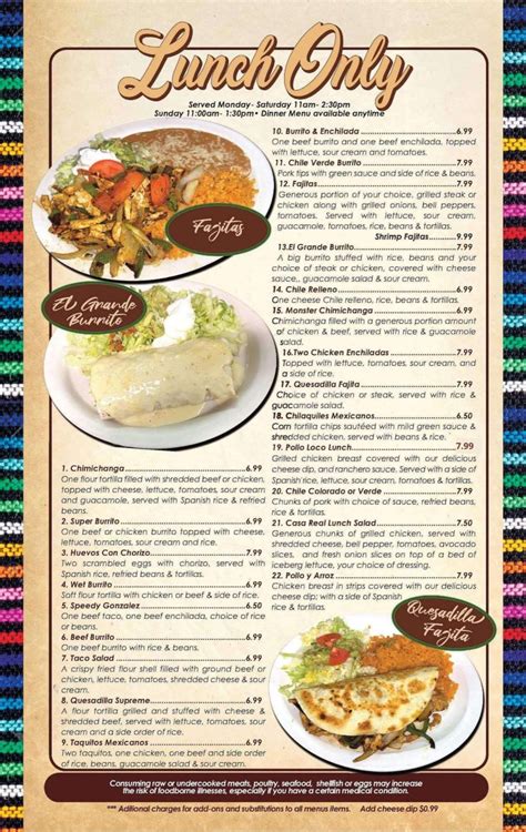 Menu - Casa Mexicana Bellevue OH