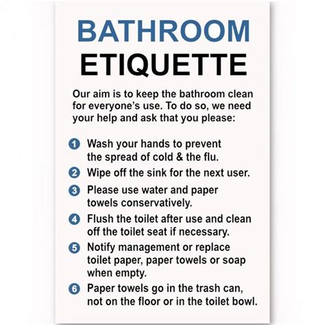 Bathroom Etiquette Sign | 12" x 8" | Bathroom etiquette, Etiquette ...