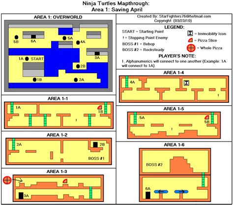 Teenage Mutant Ninja Turtles Area 1 Map Map for NES by StarFighters76 ...