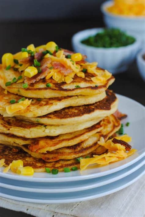 Bacon, Corn & Cheddar Pancakes - Foxes Love Lemons