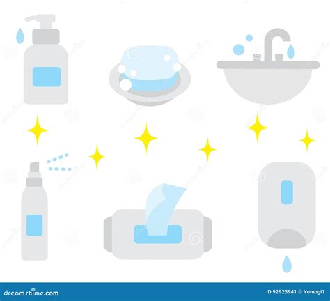 Hand hygiene products stock vector. Illustration of antiseptic - 92923941