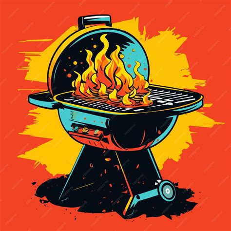 Premium Vector | Weber grill with food on it