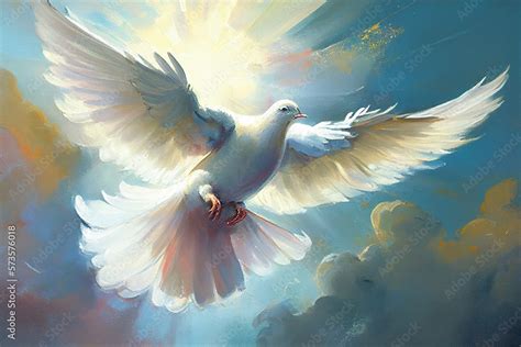 White dove flying painting - a symbol of peace and hope created with ...