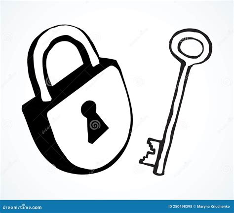 Old Iron Lock. Vector Drawing Stock Vector - Illustration of defense ...