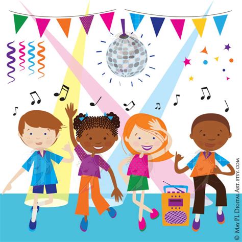 Tanz Clipart Disco Kinder Party Kinder Junge Mädchen Tanzen - Etsy.de