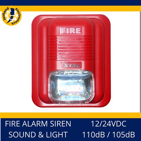 Fire Alarm Siren Wall Mount 110dB, 12/24VDC Sound and Light Fire Alarm ...