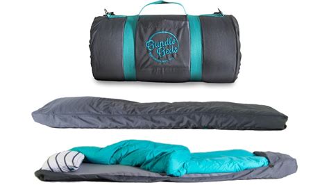 A Sleeping Bag With A Built-in Air Mattress, Pillow And Sheets Makes ...