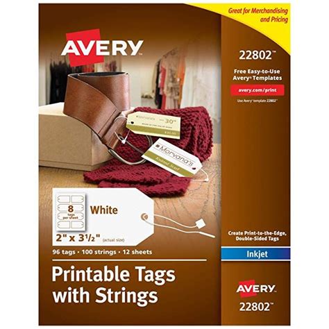 Amazon.com : Avery Printable Tags with Strings for Inkjet Printers, 2" x 3.5", Pack of 96 Gift ...