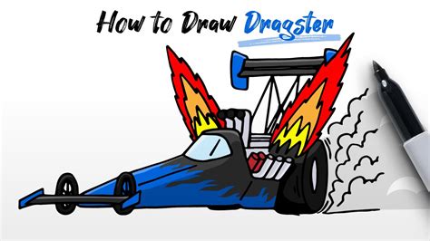 How to Draw a Dragster (Drag Racing - fastest car in the world) easy ...