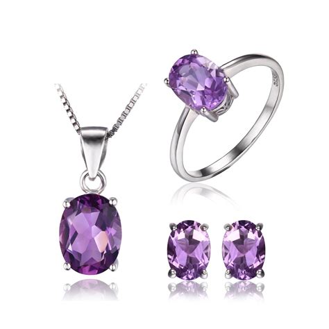 JewelryPalace Amethyst Sets Ring Pendant Necklace Stud Earrings 925 Sterling Silver Size 6 >>> C ...