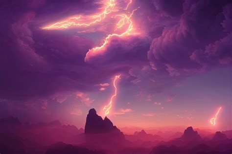 Premium Photo | Anime Art Style Red Lightening Storm Background Image