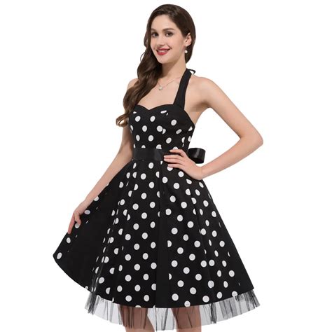 Sexy Women Halter Midi Dress Blue Polka Dot Backless Cotton Pocket Pin Up Swing Party Retro 60s ...